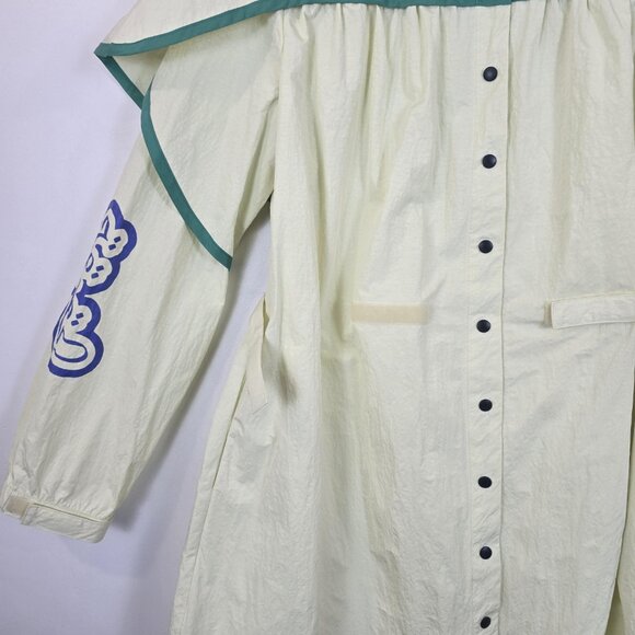 Melody Ehsani Hooded Rain Coat Womens Large | Graphic Cape Overlay Jacket - Picture 15 of 16